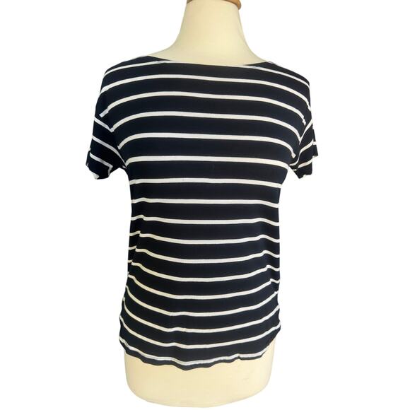 GAP Navy Blue and White Stripes Rayon Super Soft Sz XS - Picture 1 of 7